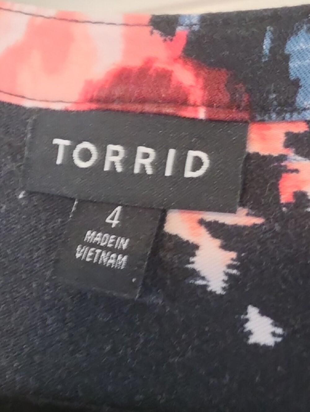 torrid Black Floral Midi Dress with Pink Roses and Blue Leaves - Picture 7 of 7